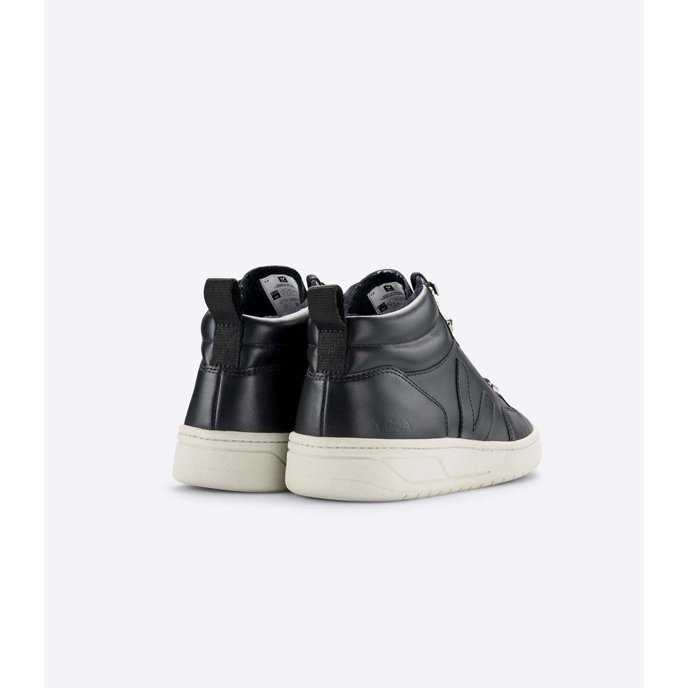 Veja RORAIMA LEATHER Men's High Tops White/Black | NZ 107PJJ